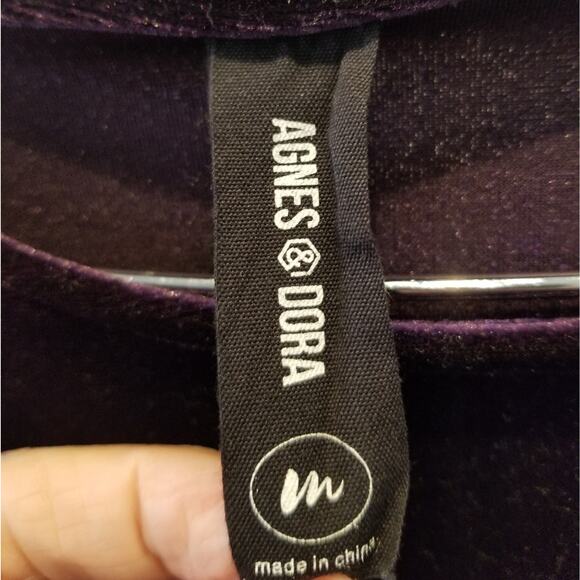 Agnes & Dora Purple Velvet Style Dress Stretch Pockets Size M - Picture 4 of 9